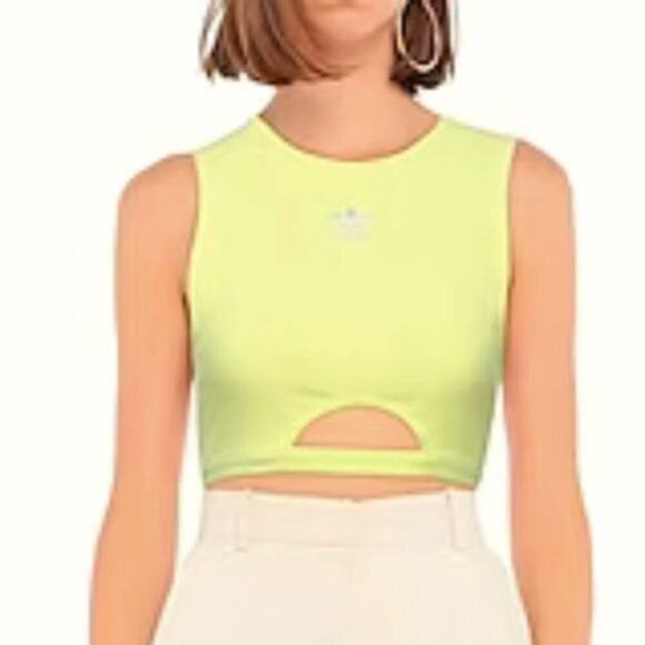 Adidas Adicolor Essentials Rib Tank Top Pulse Yellow size 8 - Picture 3 of 6